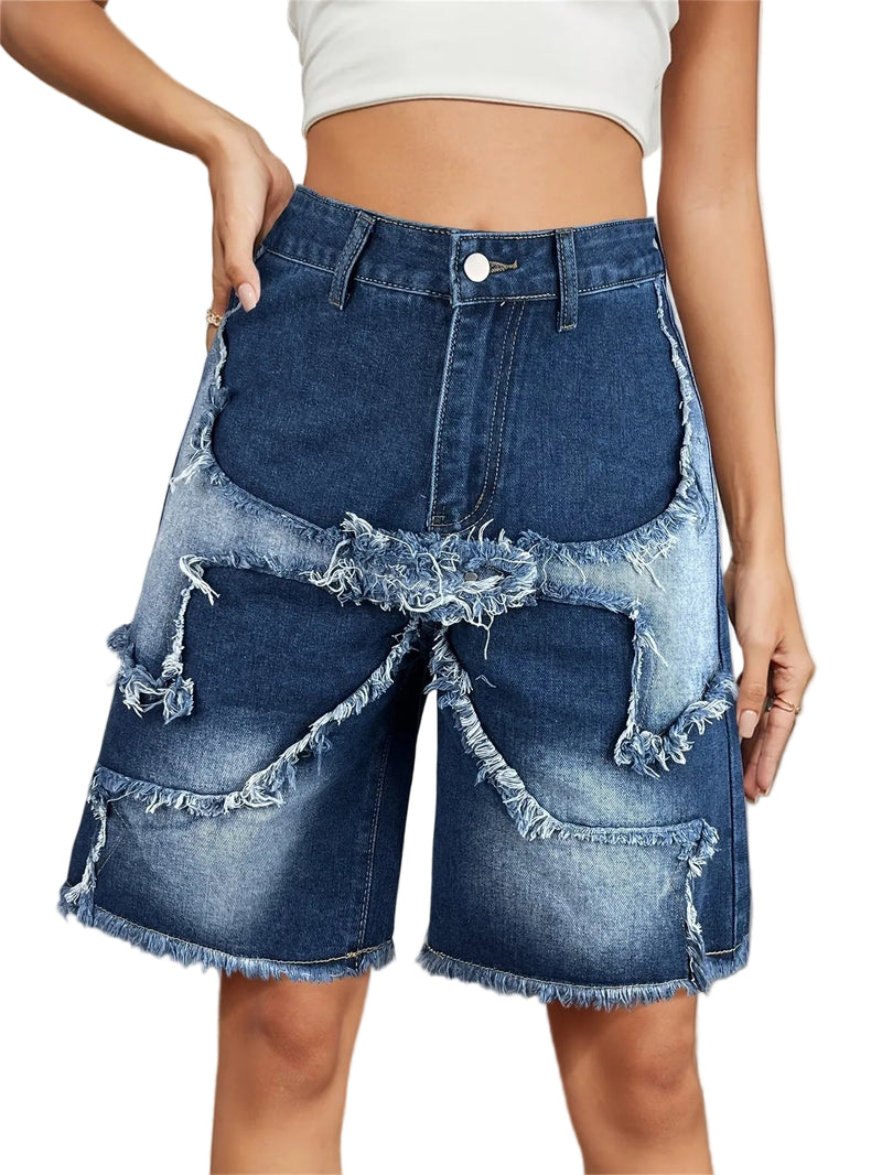 Women's Frayed Wide-Leg Shorts