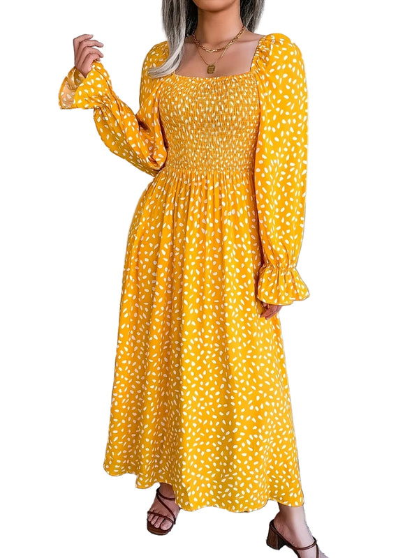 Women's Maxi Dress with Polka Dot Print